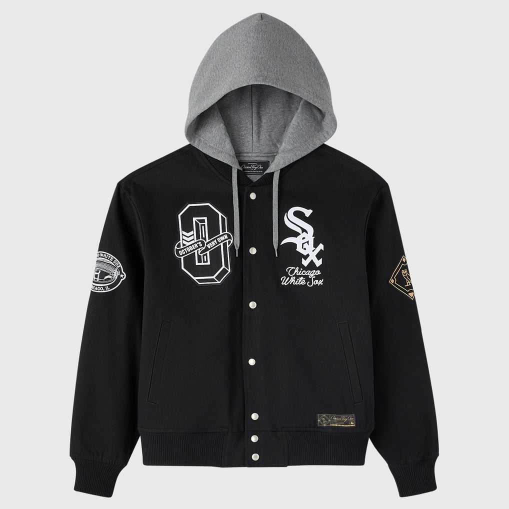 Chicago White Sox OVO x MLB Insulated Twill Full-Snap Bomber Jacket - Black
