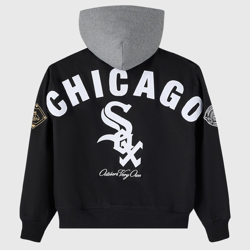 Chicago White Sox OVO x MLB Insulated Twill Full-Snap Bomber Jacket - Black