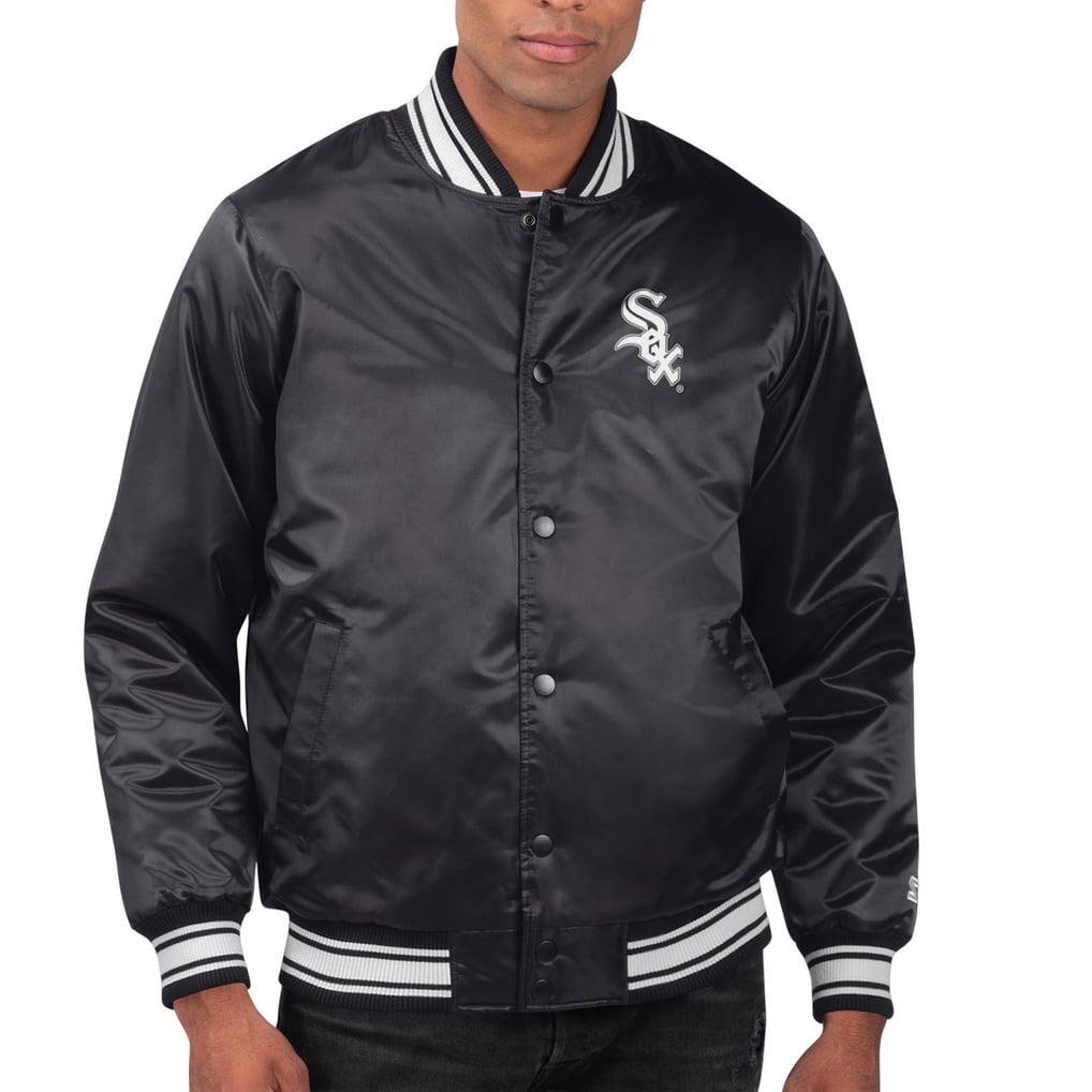  Chicago White Sox Starter Printed Team Logo Satin Varsity Full-Snap Jacket - Black