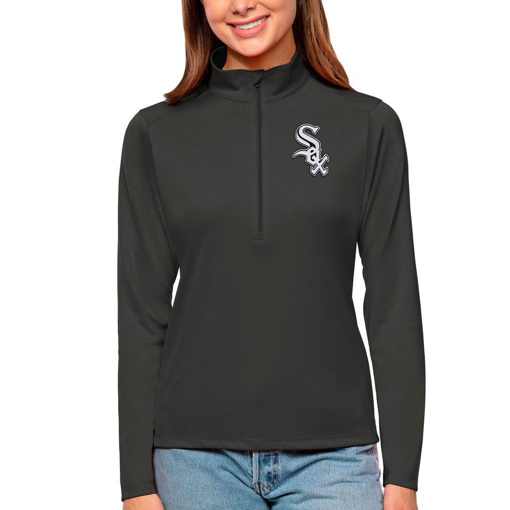 Chicago White Sox Antigua Women's Tribute Quarter-Zip Pullover Top - Charcoal