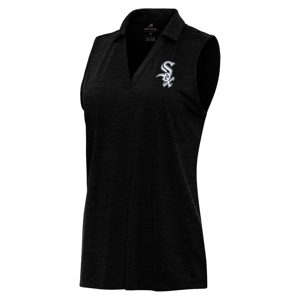 Chicago White Sox Antigua Women's Layout Sleeveless Polo - Heather Black