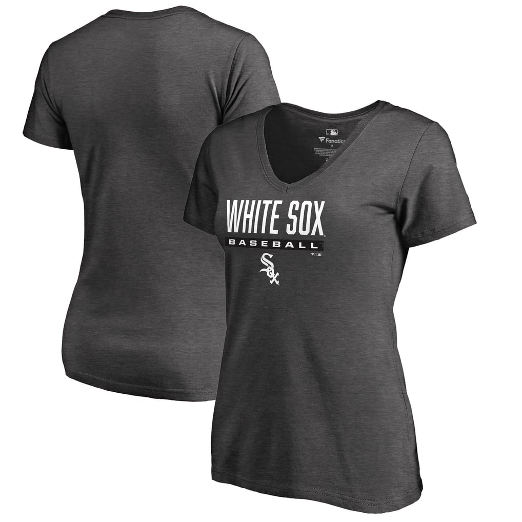 Chicago White Sox Women's Win Stripe V-Neck T-Shirt - Ash