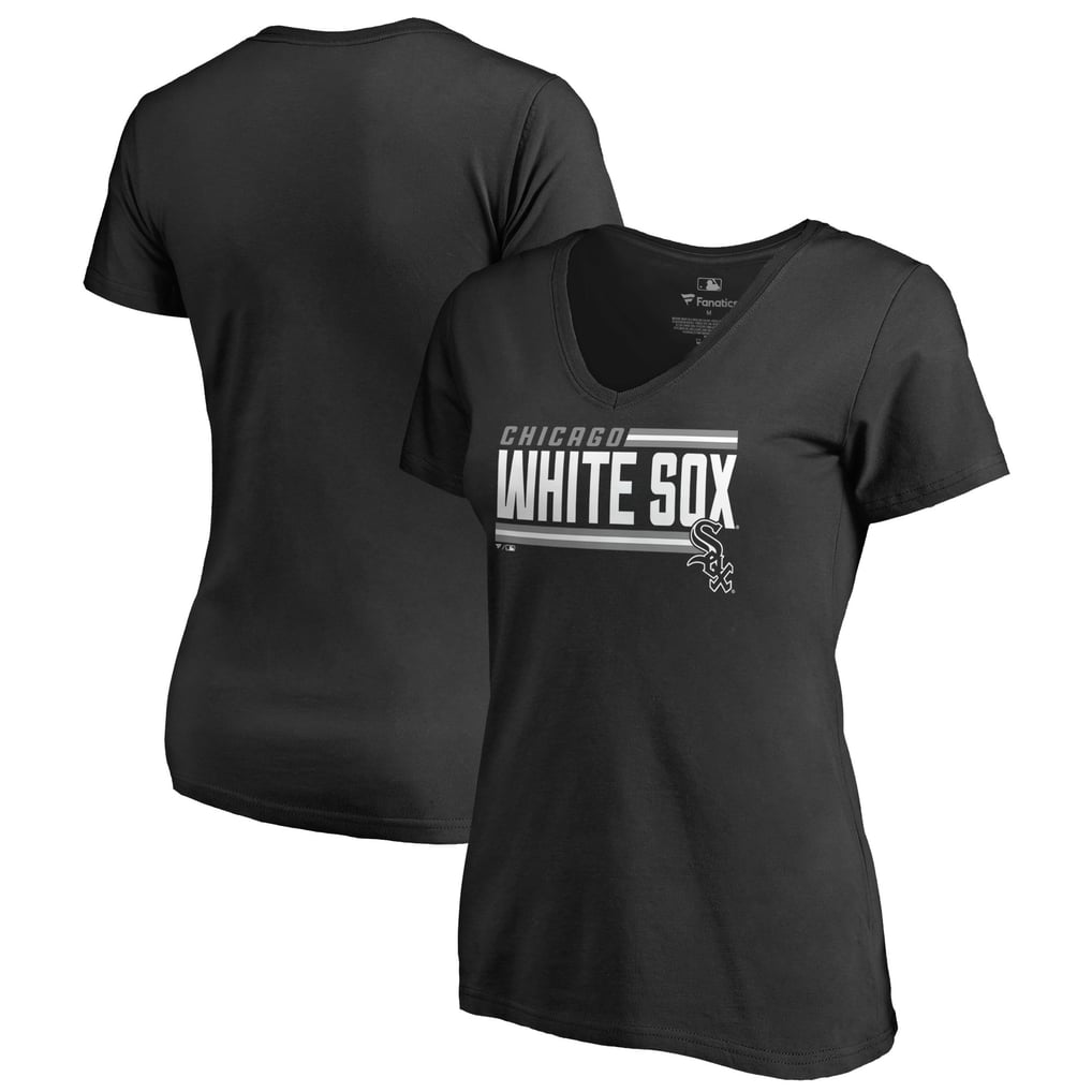Chicago White Sox Women's Onside Stripe V-Neck T-Shirt - Black