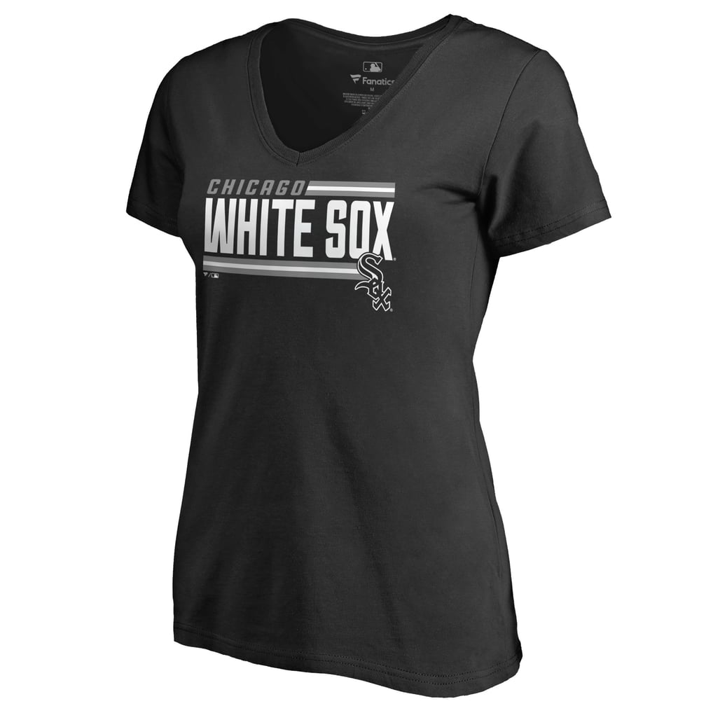 Chicago White Sox Women's Onside Stripe V-Neck T-Shirt - Black
