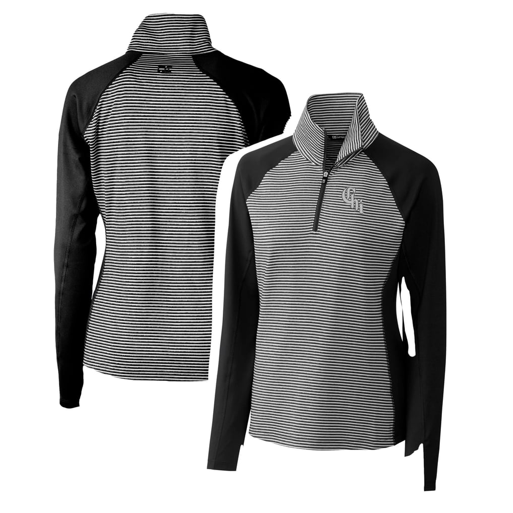  Chicago White Sox Cutter & Buck Women's City Connect Forge Tonal Stripe Stretch Half-Zip Pullover Top - Black