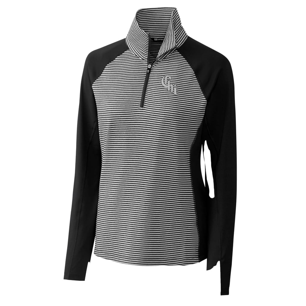  Chicago White Sox Cutter & Buck Women's City Connect Forge Tonal Stripe Stretch Half-Zip Pullover Top - Black