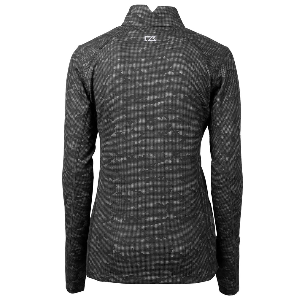 Chicago White Sox Cutter & Buck Women's Traverse Camo Print Stretch Quarter-Zip Pullover Top - Black