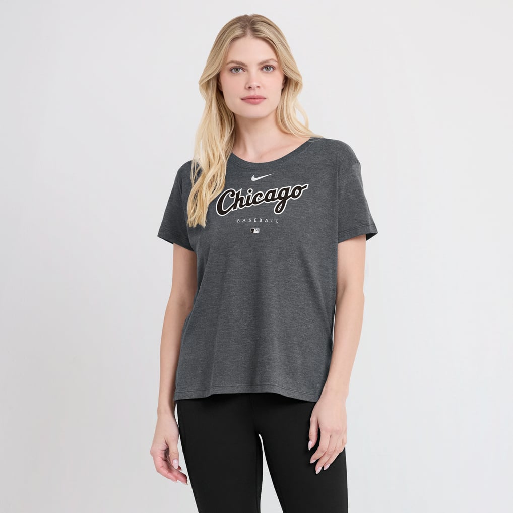 Chicago White Sox Nike Women's Authentic Collection Early Work Tri-Blend T-Shirt - Heather Charcoal