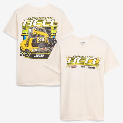  Christopher Bell Joe Gibbs Racing Team Collection #20 DeWalt/Interstate T-Shirt - Cream