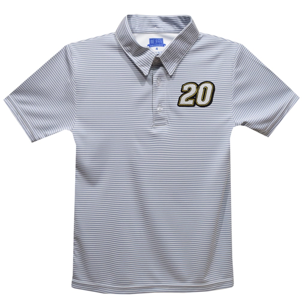 Christopher Bell Vive La Fete Toddler Stripe Polo - Gray
