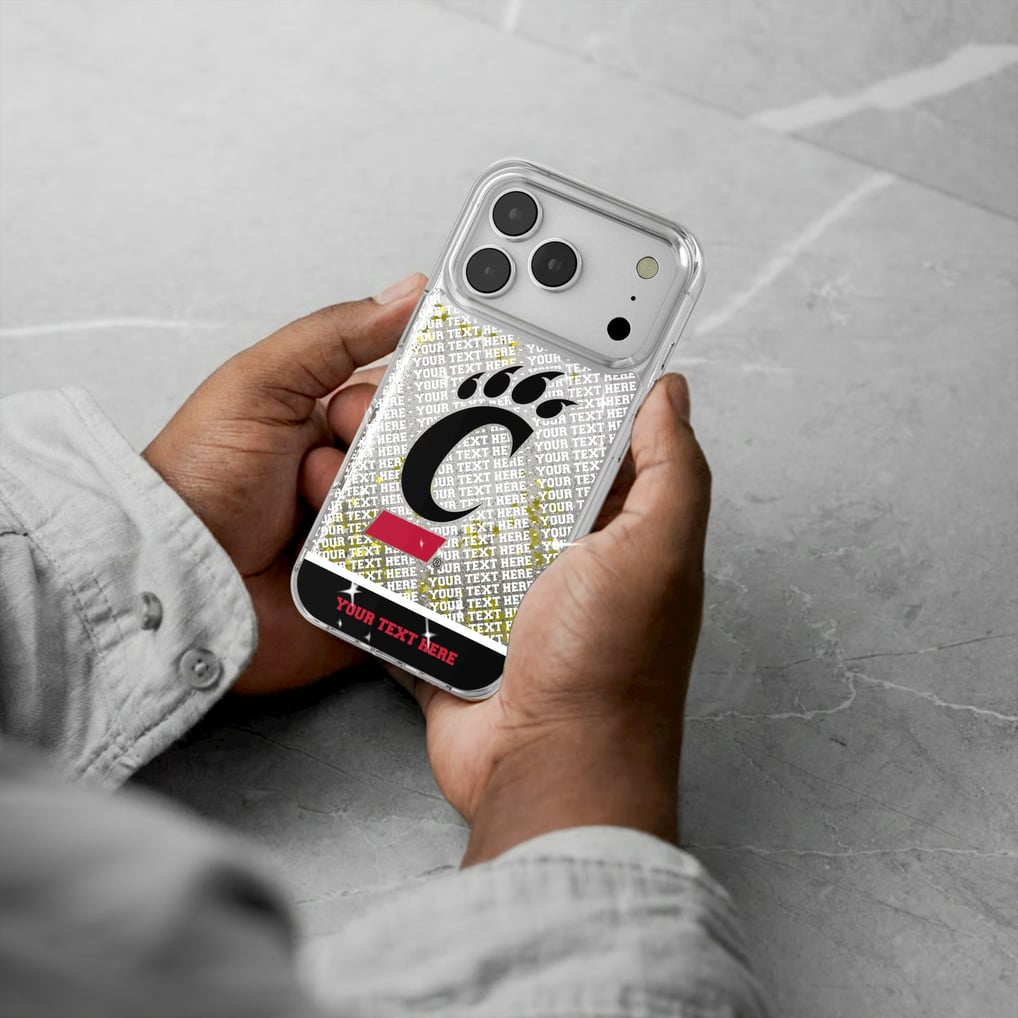 Cincinnati Bearcats iPhone Endzone Personalized Glitter Case