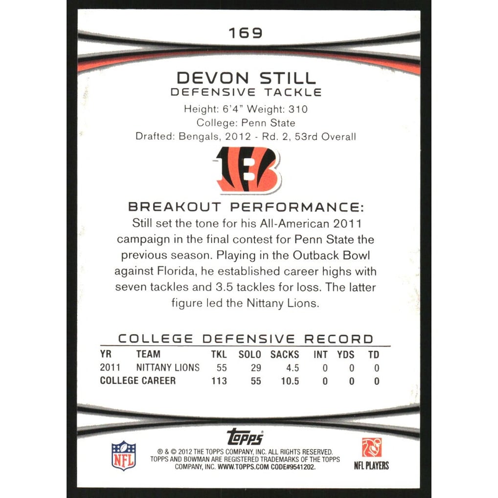 2012 Bowman Green #169 Devon Still