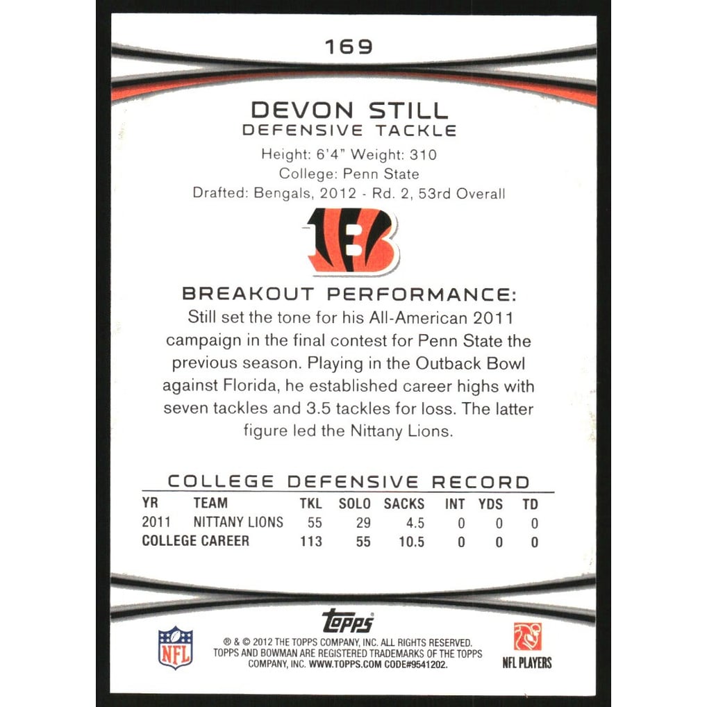 2012 Bowman Silver #169 Devon Still
