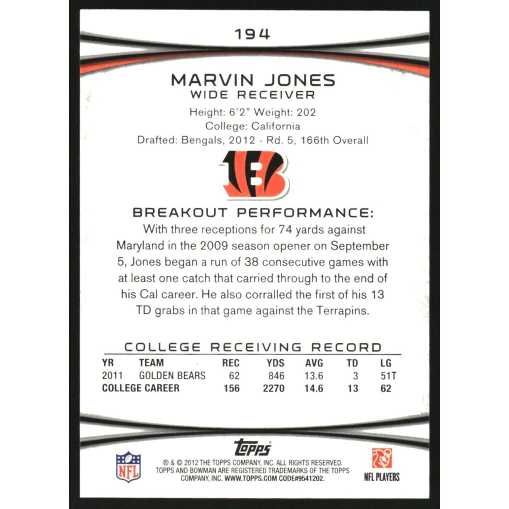 2012 Bowman Silver #194 Marvin Jones
