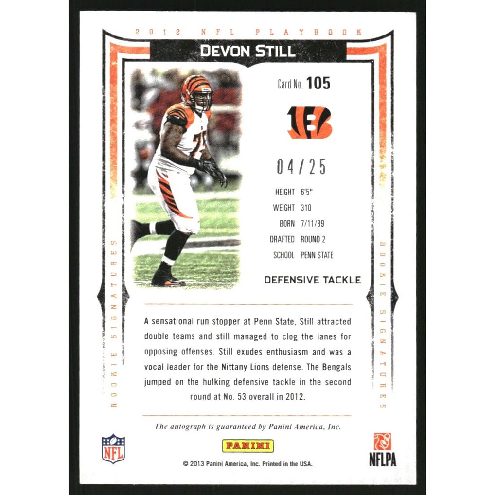 2012 Panini Playbook Platinum #105 Devon Still AU