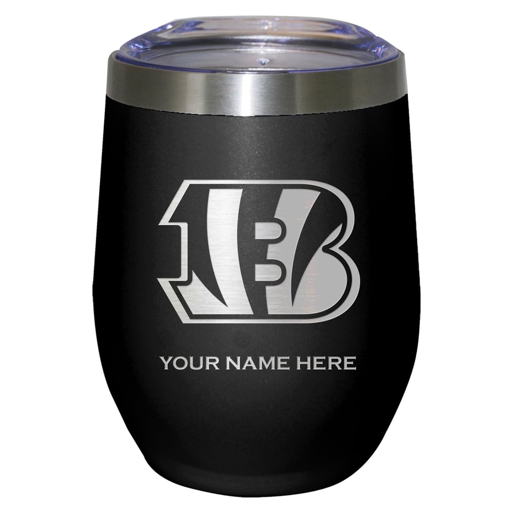 Cincinnati Bengals 12oz. Personalized Etched Stemless Tumbler - Black