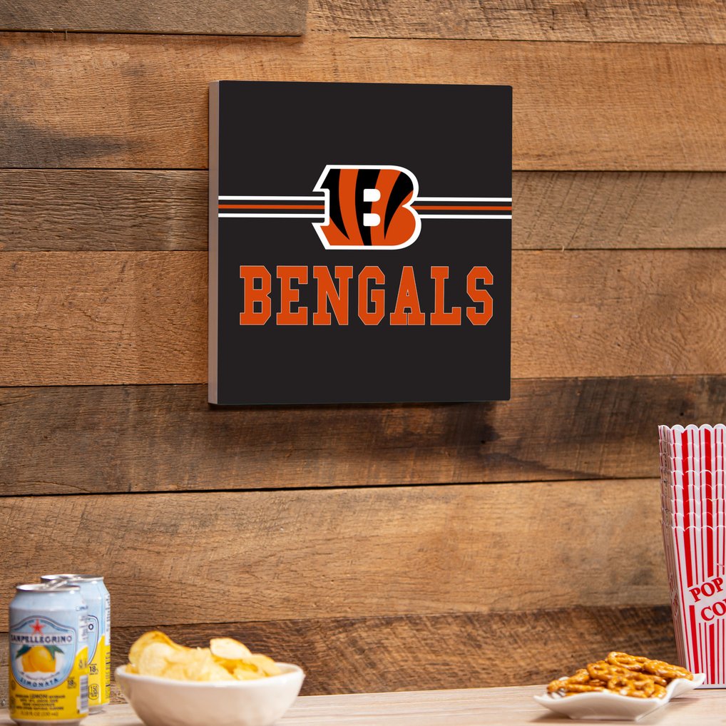 Cincinnati Bengals 12" x 12" Wood Wall Sign