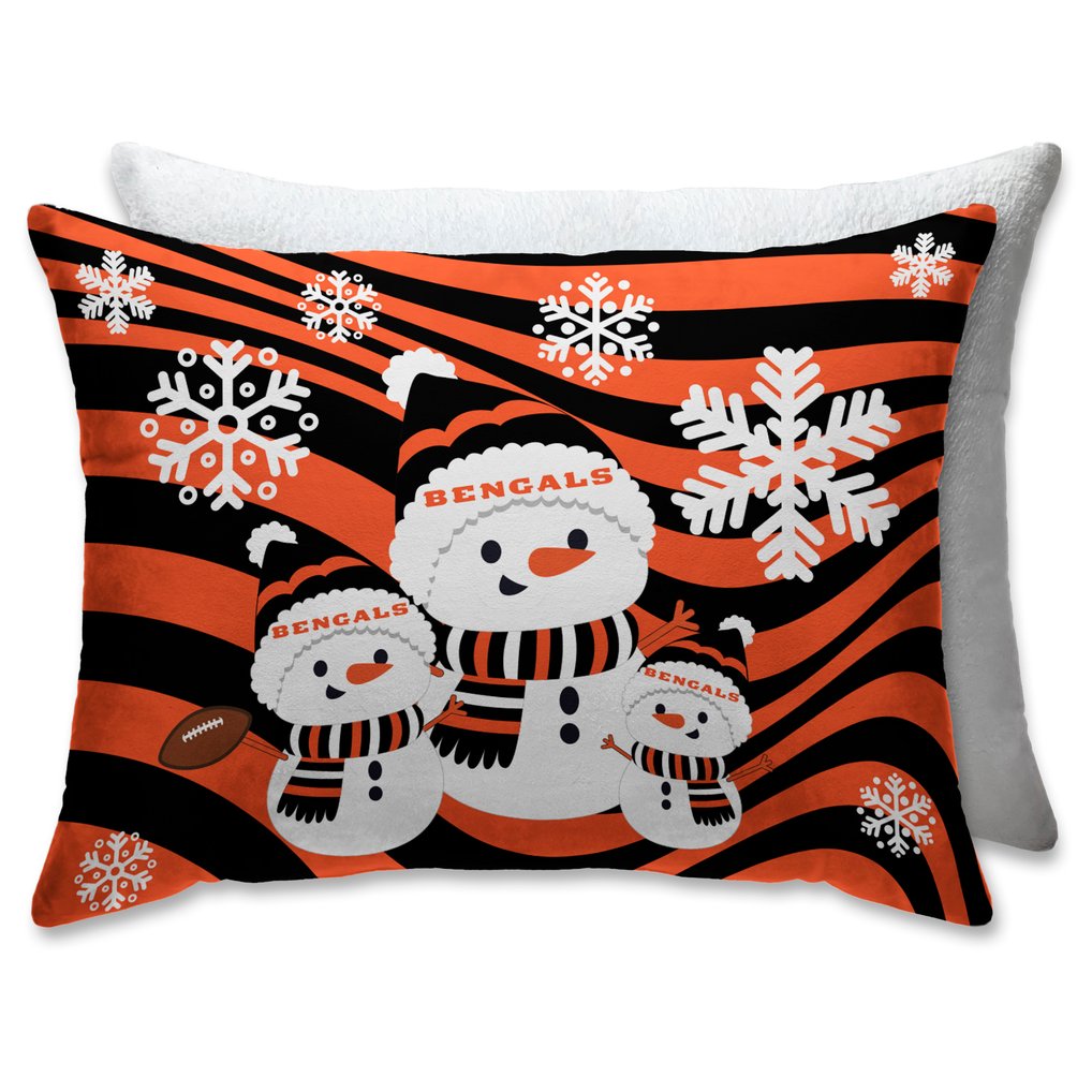 Cincinnati Bengals 20'' x 26'' Holiday Team Snowman Bed Pillow