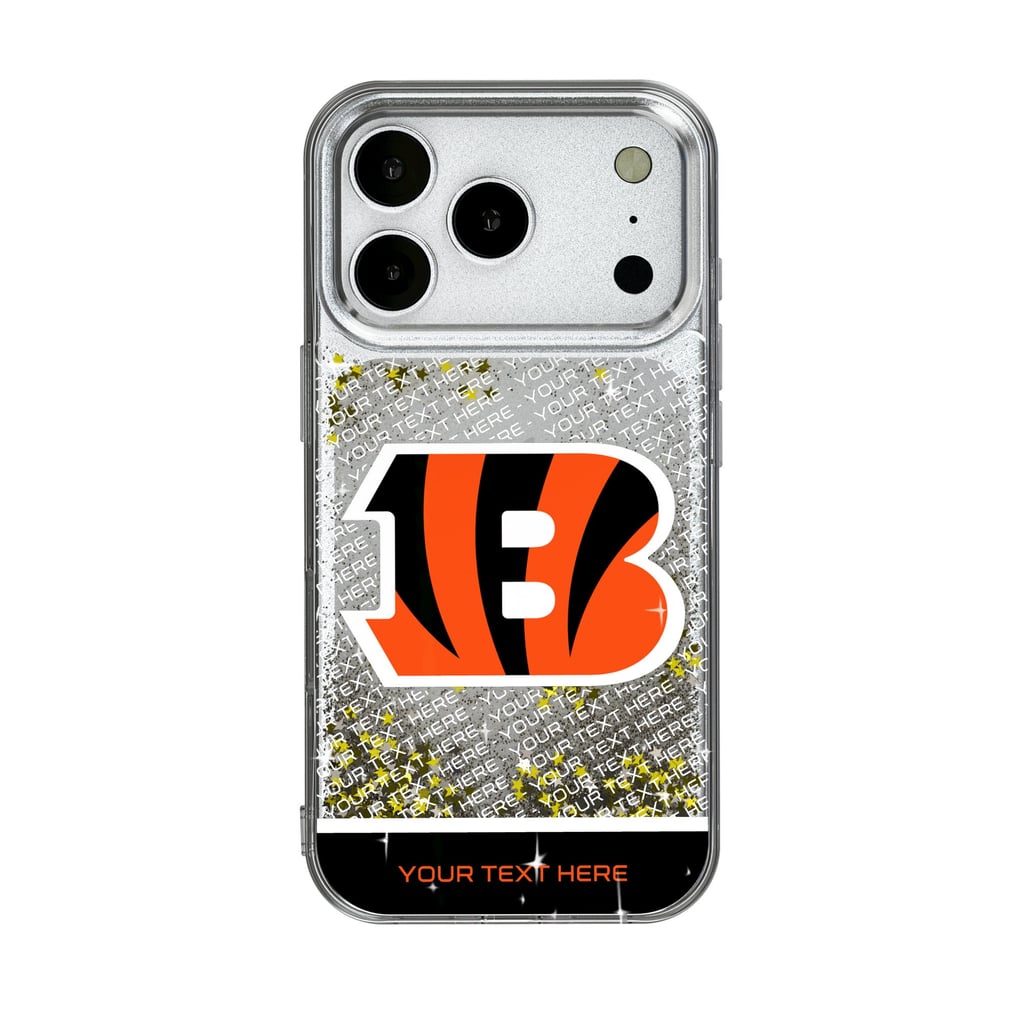 Cincinnati Bengals Personalized Endzone Plus Design iPhone Glitter Phone Case