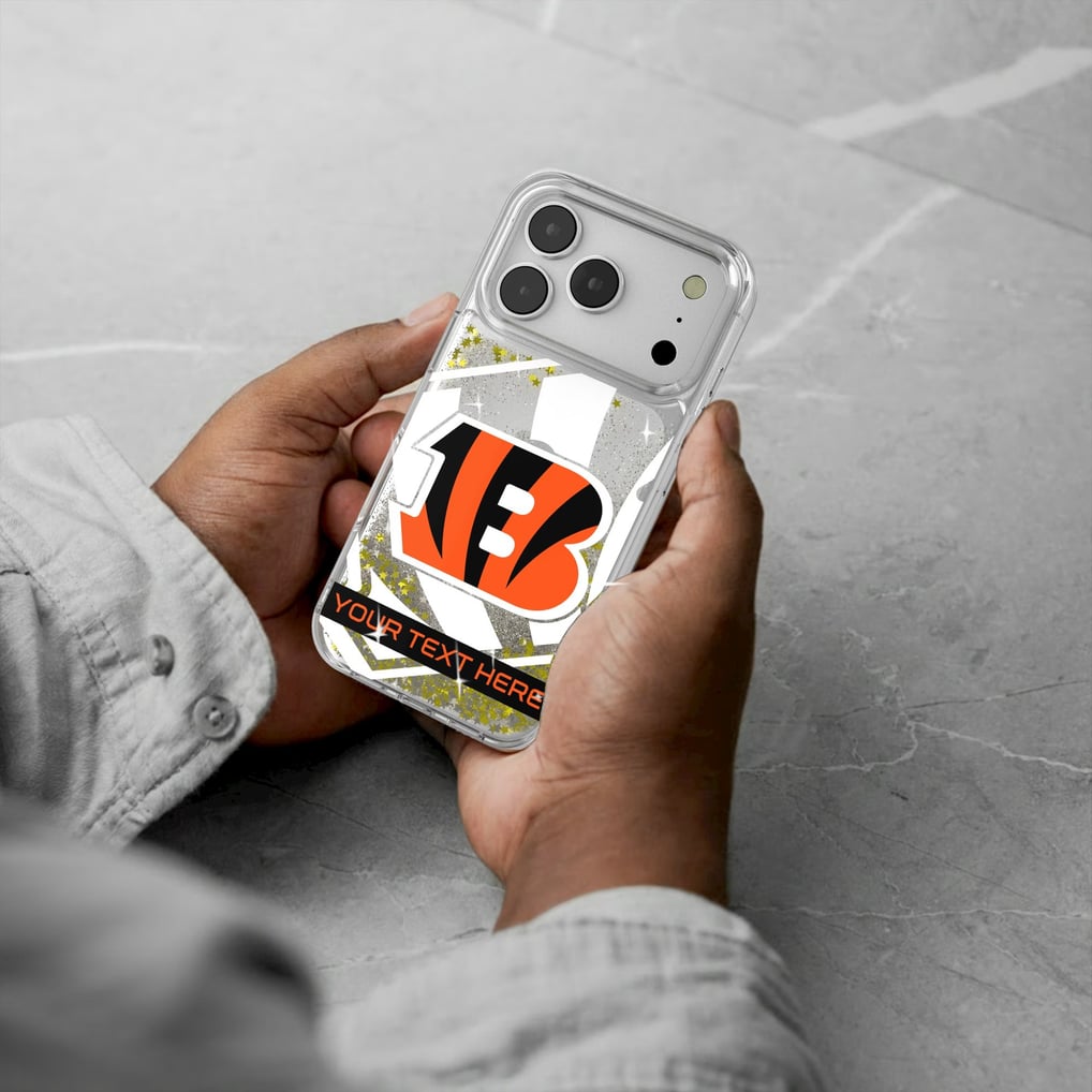 Cincinnati Bengals Personalized Tilt Design iPhone Glitter Phone Case