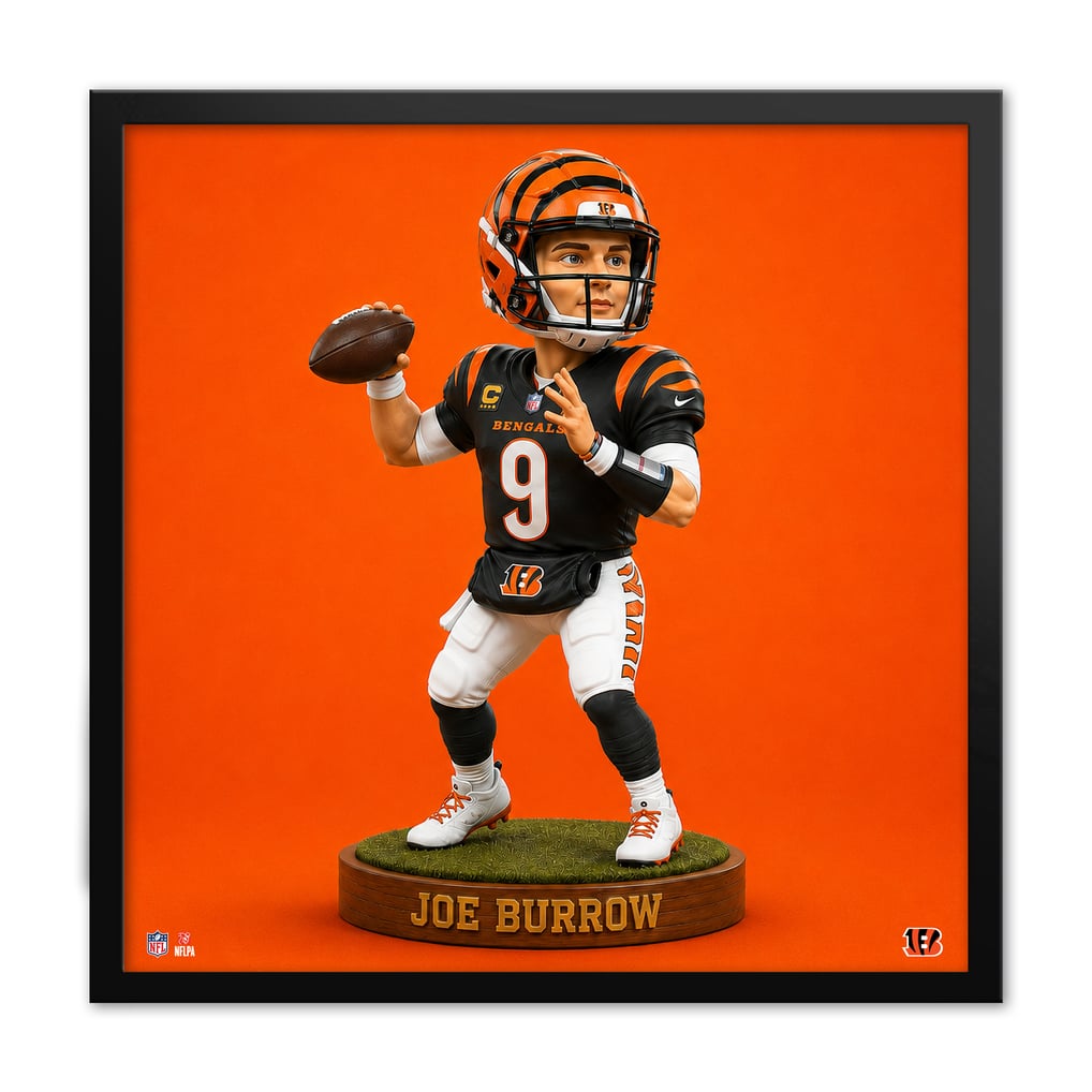 Joe Burrow Cincinnati Bengals 13" x 13" Bobblehead Framed Print
