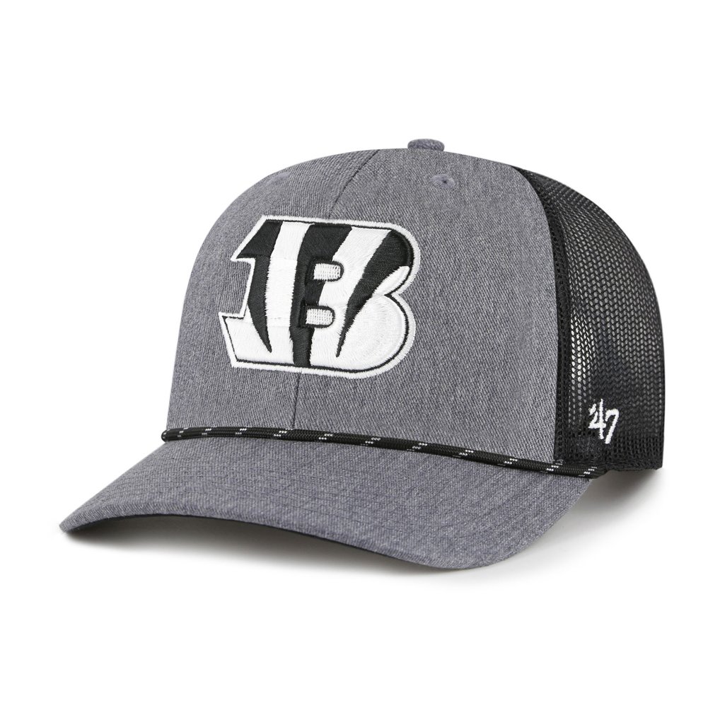 Cincinnati Bengals '47 Carbon Rope Trucker Adjustable Hat - Heather Charcoal