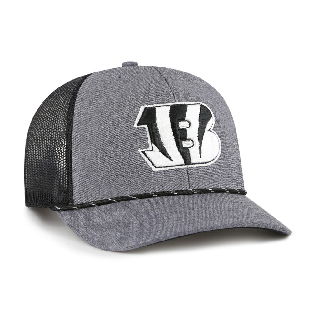 Cincinnati Bengals '47 Carbon Rope Trucker Adjustable Hat - Heather Charcoal