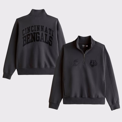 Cincinnati Bengals Abercrombie & Fitch YPB neoKNIT MAX Half-Zip Top - Black