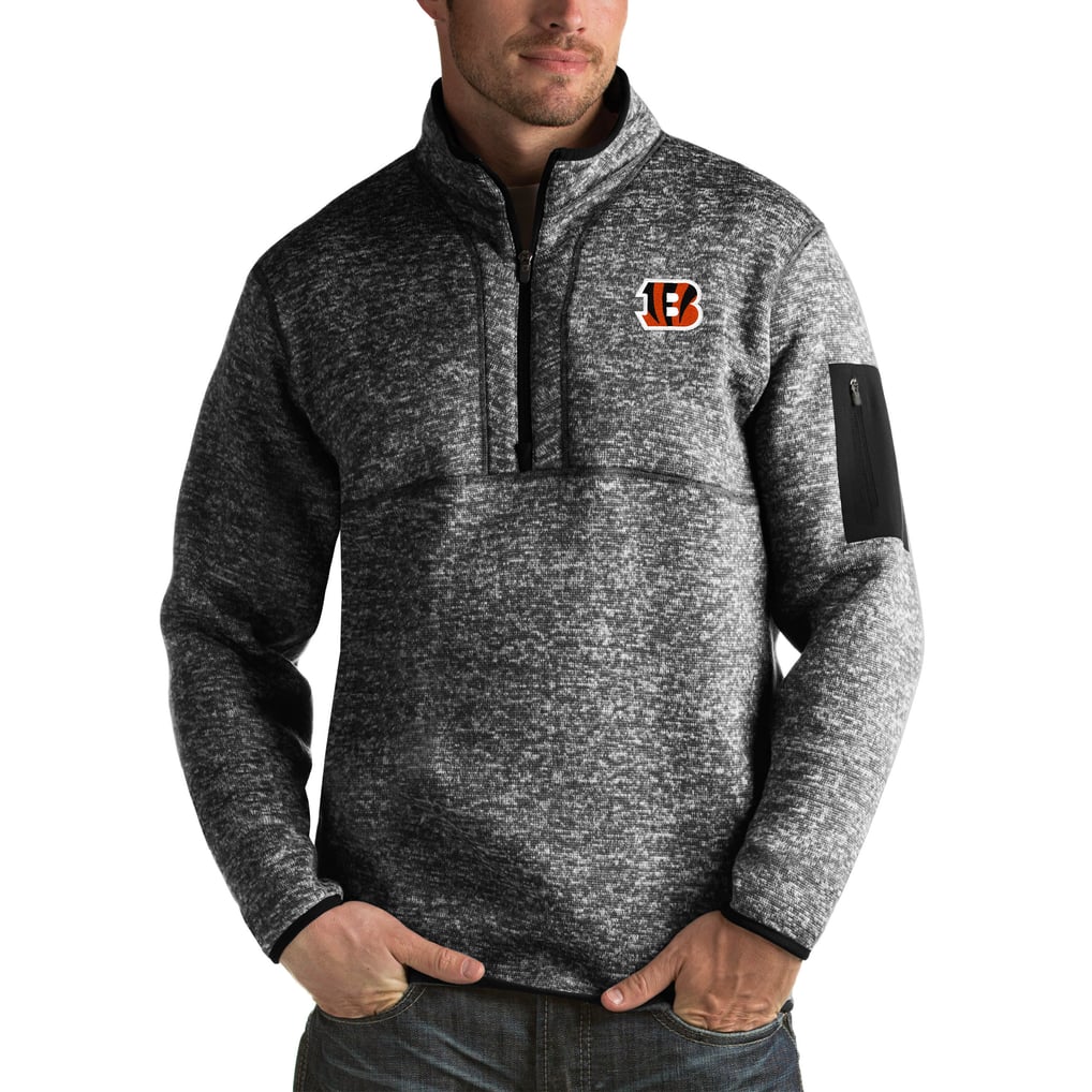 Cincinnati Bengals Antigua Fortune Big & Tall Quarter-Zip Pullover Jacket - Heather Black