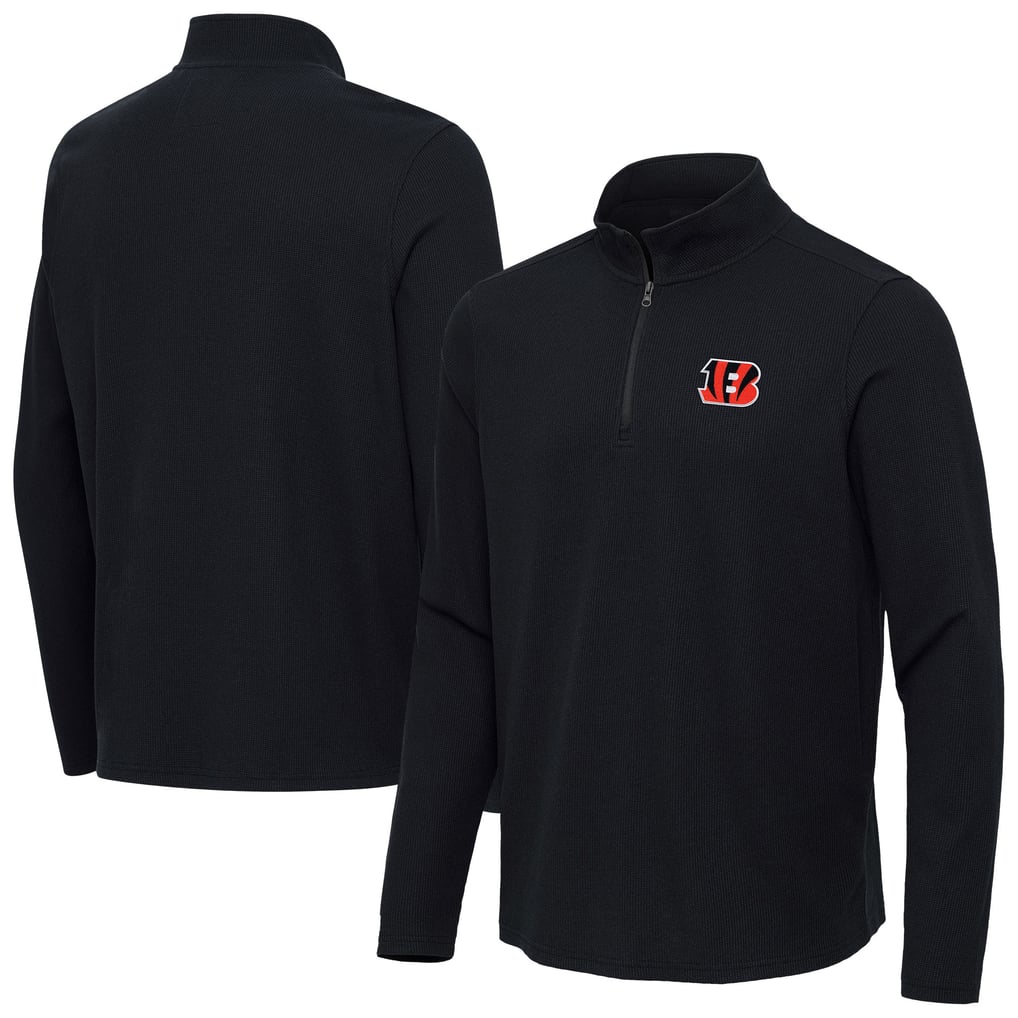 Cincinnati Bengals Antigua Sync Tri-Blend Quarter-Zip Pullover -  Heather Black