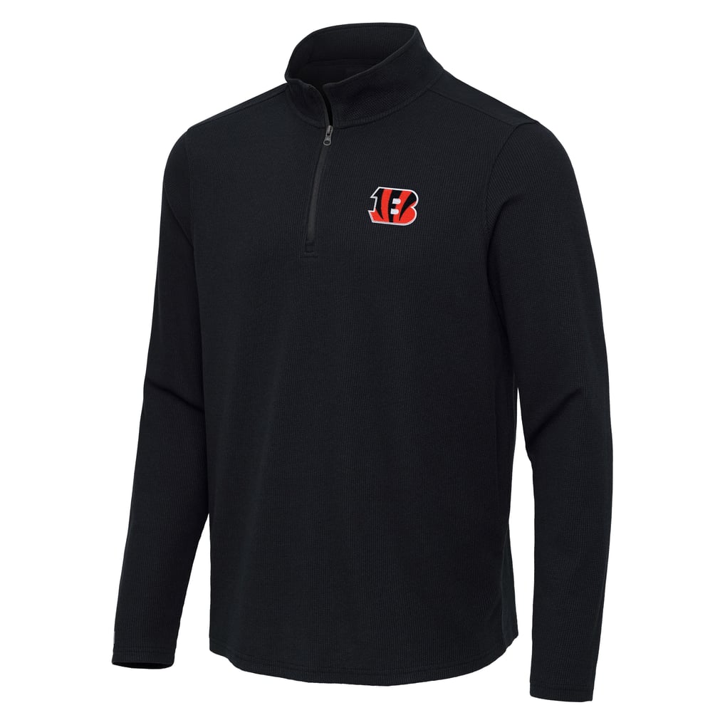 Cincinnati Bengals Antigua Sync Tri-Blend Quarter-Zip Pullover -  Heather Black