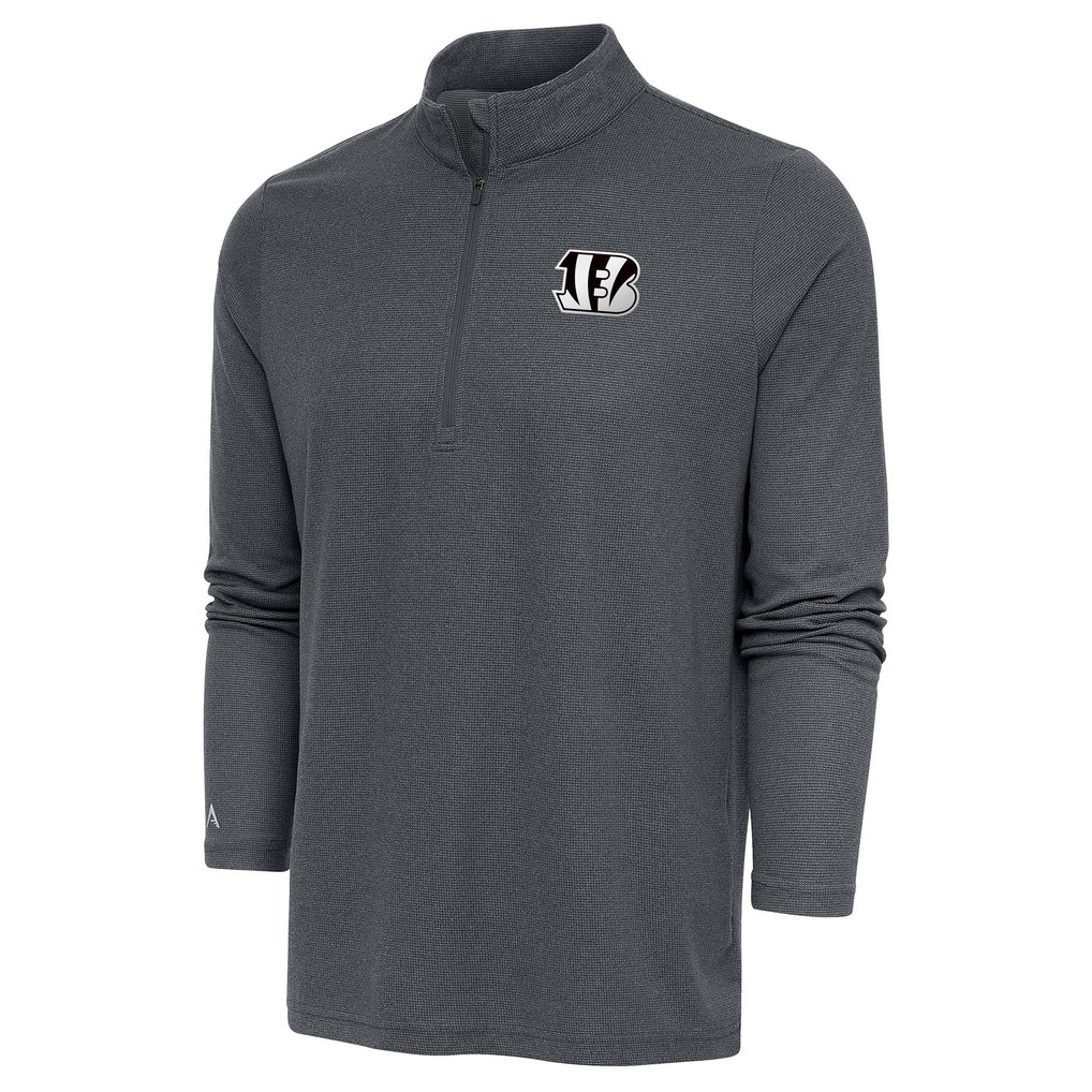 Cincinnati Bengals Antigua Metallic Logo Epic Quarter-Zip Pullover Top - Heather Charcoal