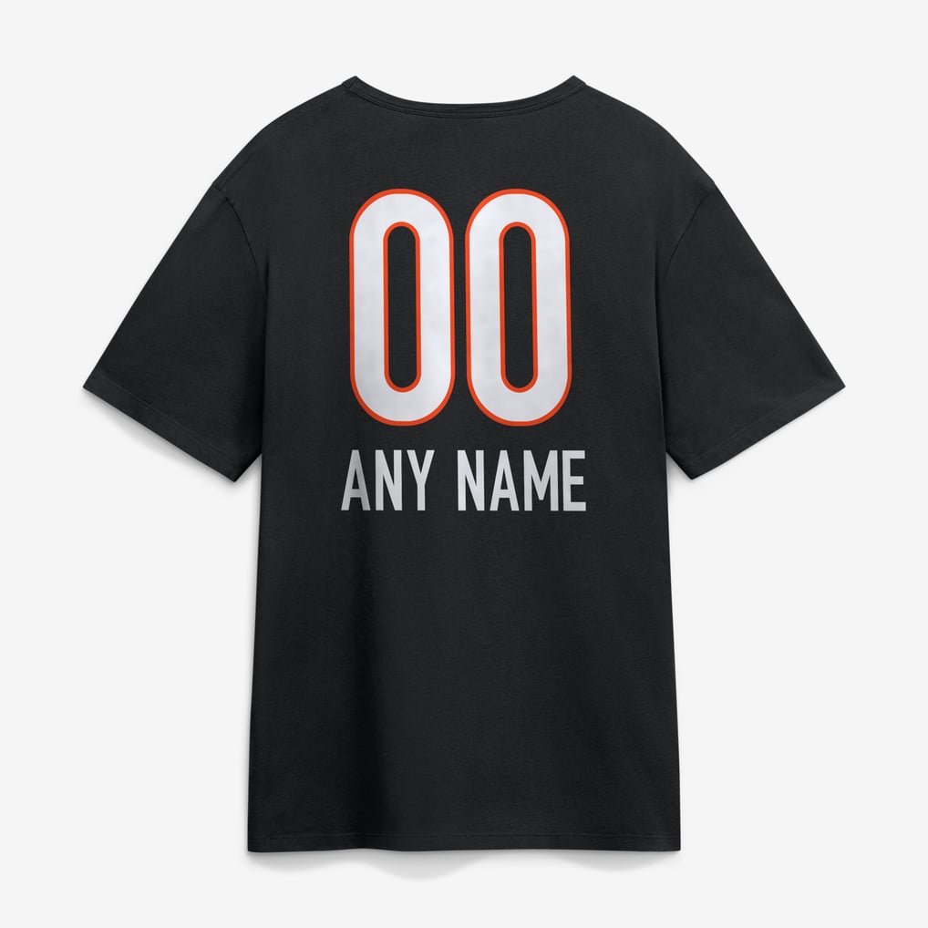 Cincinnati Bengals  Touchdown Wordmark Personalized Name & Number T-Shirt - Black