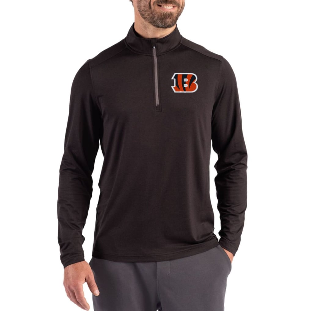 Cincinnati Bengals Cutter & Buck Coastline Epic Comfort Recycled Quarter-Zip Pullover - Black