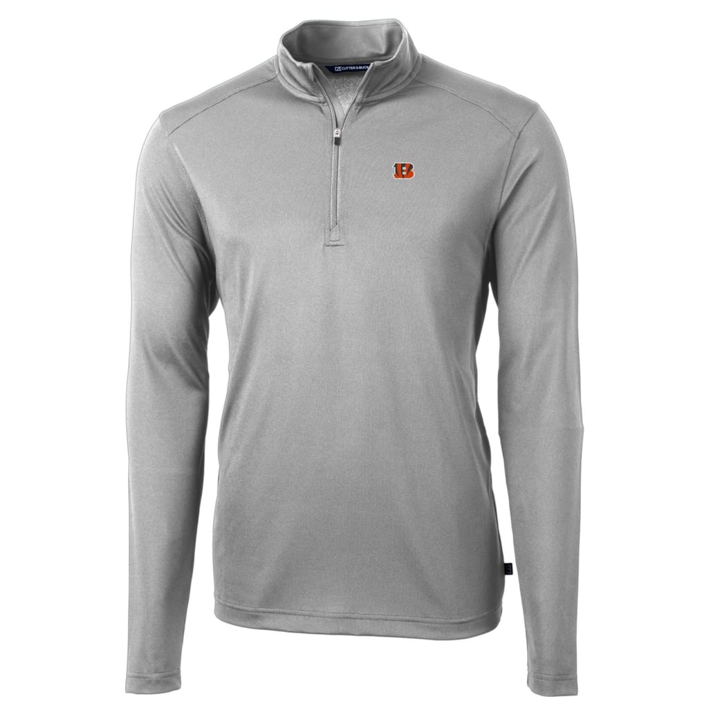 Cincinnati Bengals Cutter & Buck Big & Tall Virtue Eco Pique Quarter-Zip Pullover Jacket - Gray
