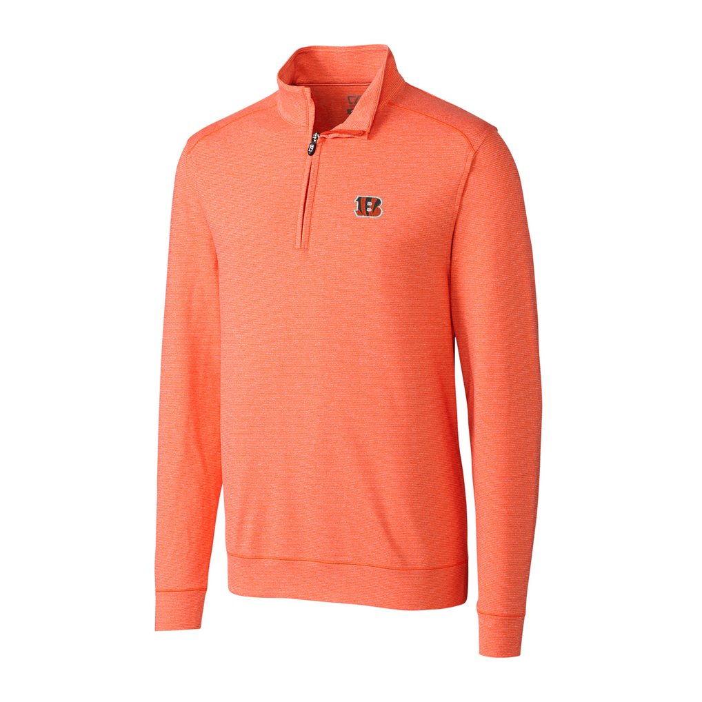 Cincinnati Bengals Cutter & Buck Big & Tall Shoreline Half-Zip Pullover Jacket - Heather Orange