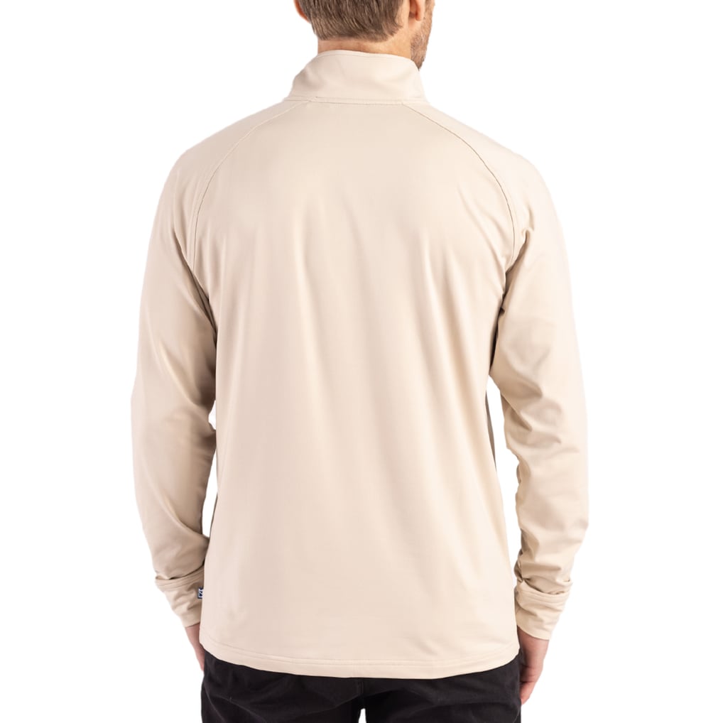 Cincinnati Bengals Cutter & Buck Adapt Eco Knit Stretch Recycled Quarter-Zip Pullover - Tan