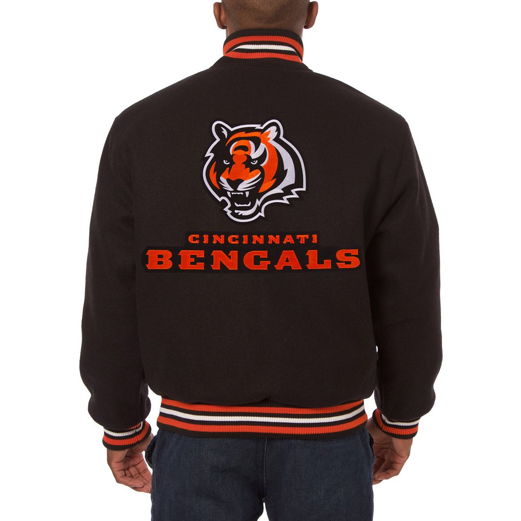 Cincinnati Bengals JH Design Embroidered Wool Jacket - Black