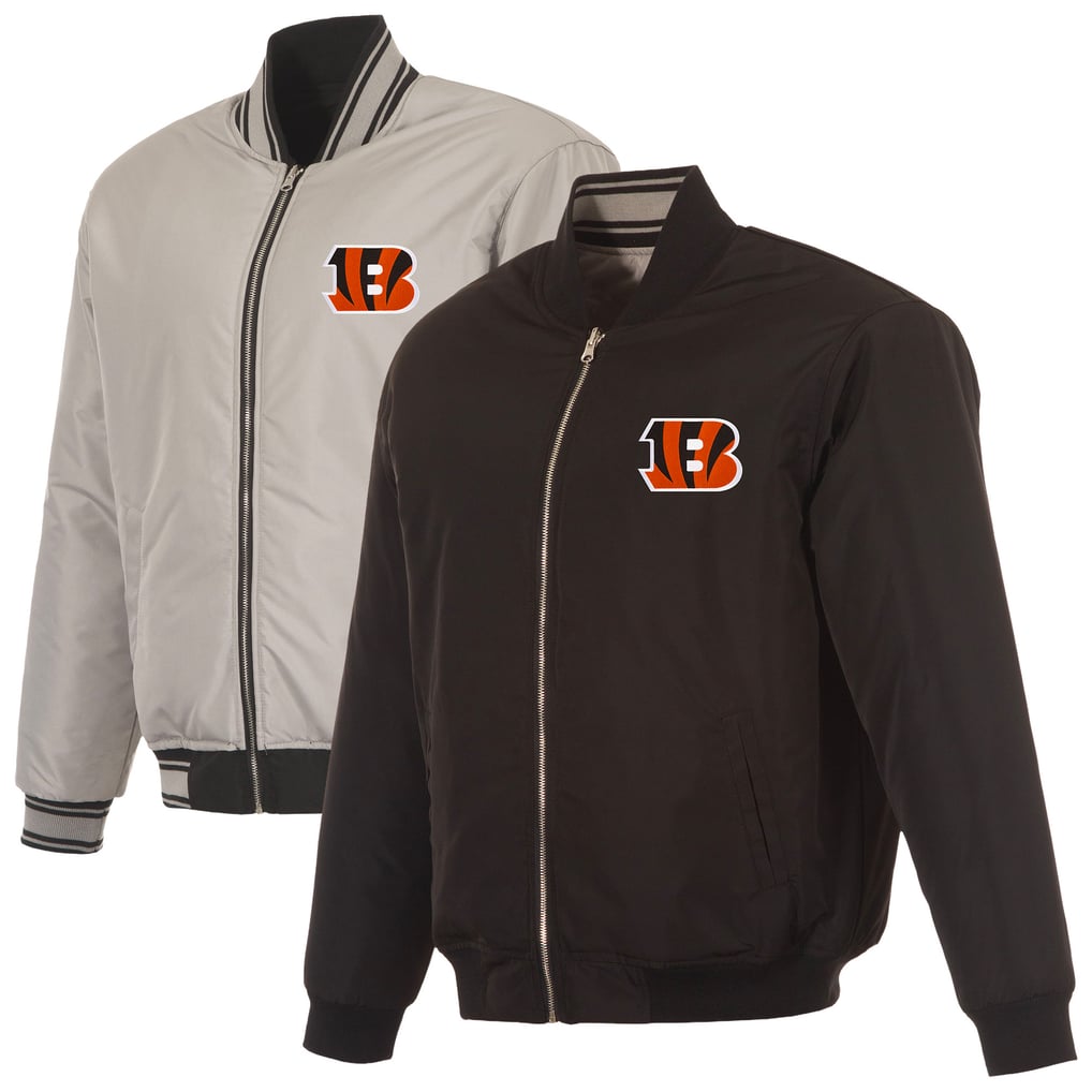 Cincinnati Bengals JH Design Full-Zip Reversible Flight Jacket - Black/Gray
