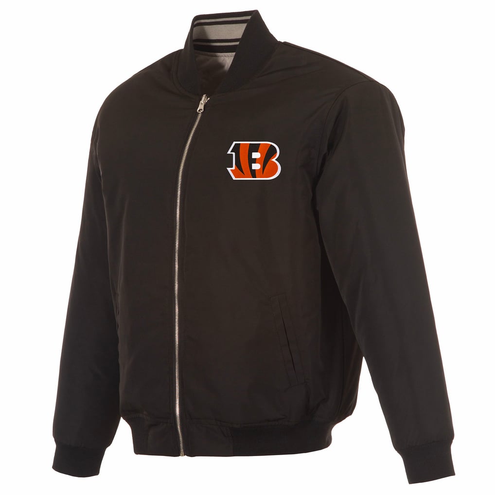  Cincinnati Bengals JH Design Full-Zip Reversible Flight Jacket - Black/Gray