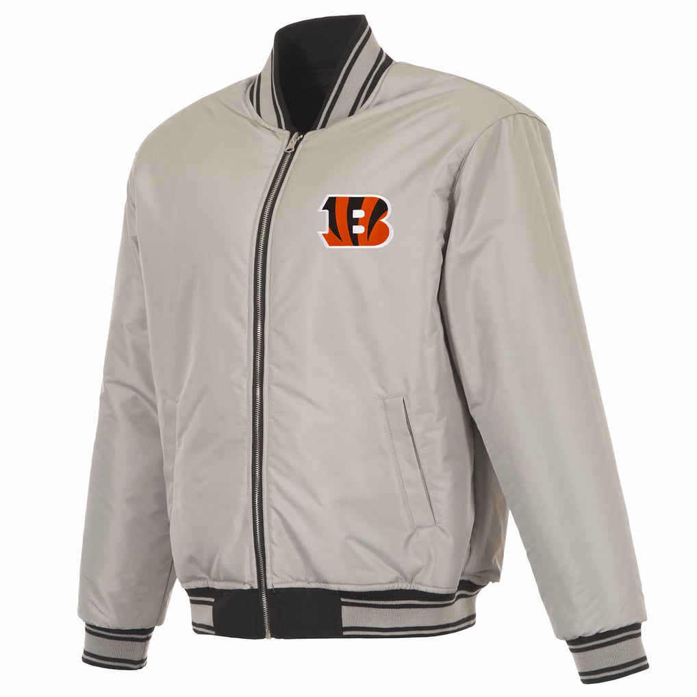  Cincinnati Bengals JH Design Full-Zip Reversible Flight Jacket - Black/Gray