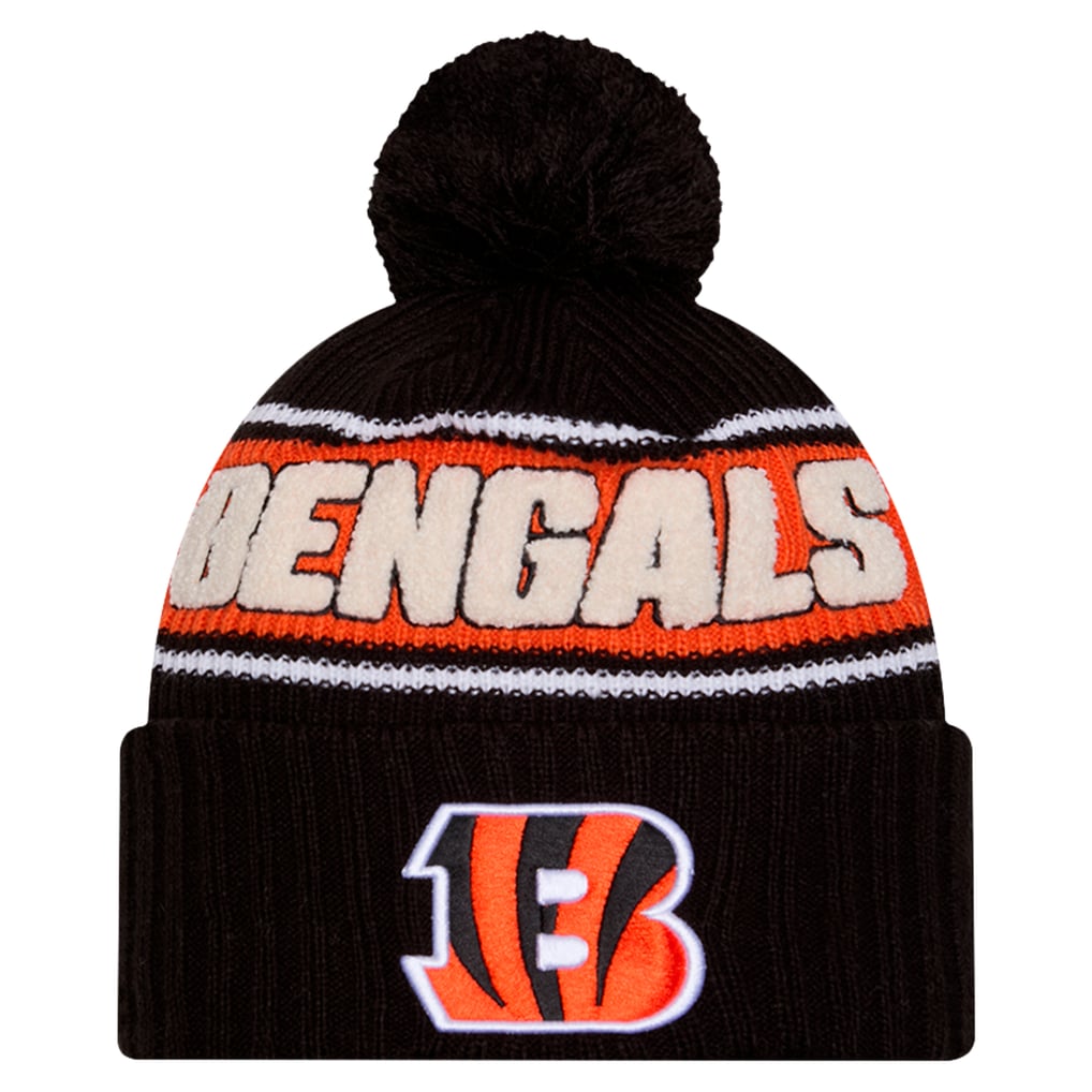 Cincinnati Bengals New Era 2024 Sideline Cuffed Knit Hat with Pom - Black