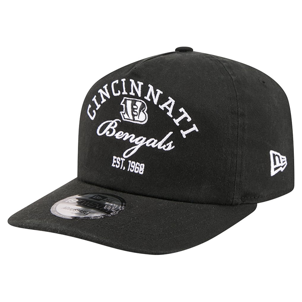 Cincinnati Bengals New Era Stacked 19TWENTY Adjustable Hat - Black