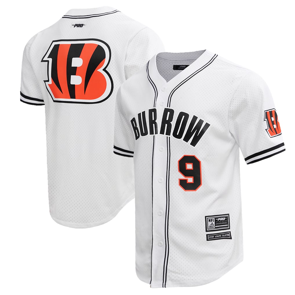 Joe Burrow Cincinnati Bengals Pro Standard Mesh Baseball Button-Up T-Shirt - White