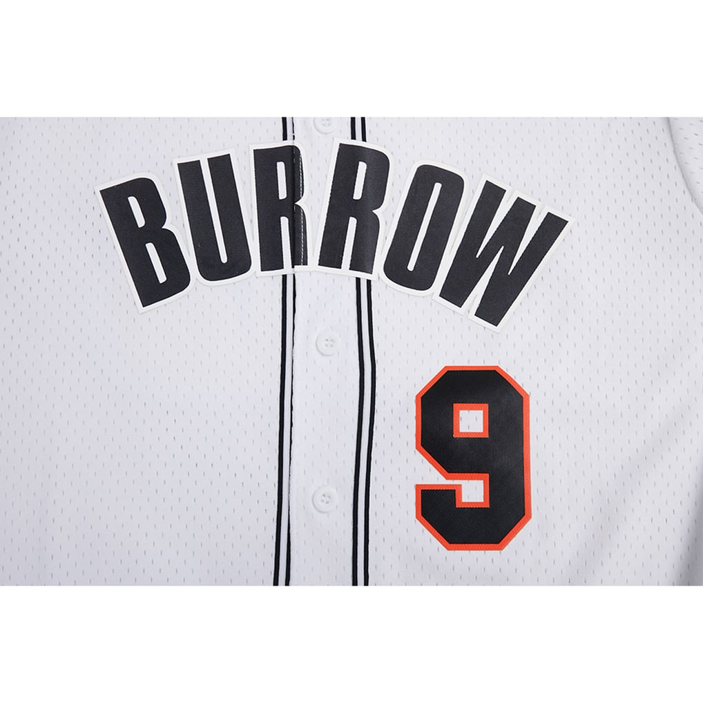 Joe Burrow Cincinnati Bengals Pro Standard Mesh Baseball Button-Up T-Shirt - White