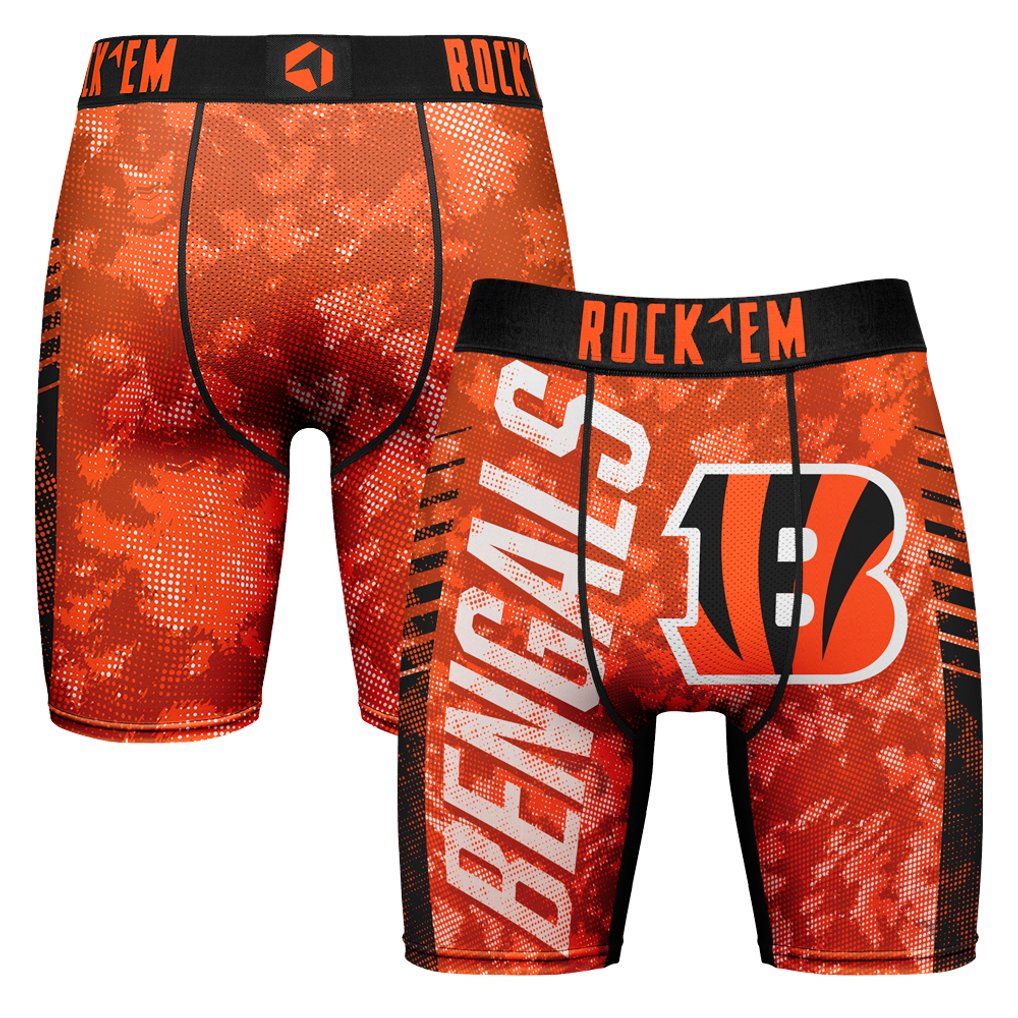 Cincinnati Bengals Rock Em Socks Wordmark Boxer Briefs - Orange