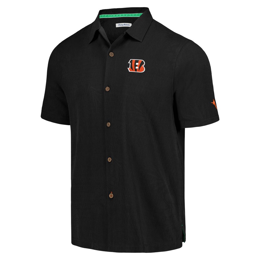 Cincinnati Bengals Tommy Bahama Tidal Kickoff Camp Button-Up Shirt - Black