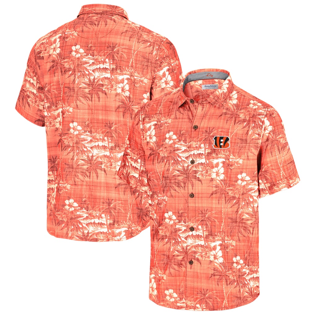 Cincinnati Bengals Tommy Bahama Coconut Point Isla Palmetta Camp Button-Up Shirt - Orange