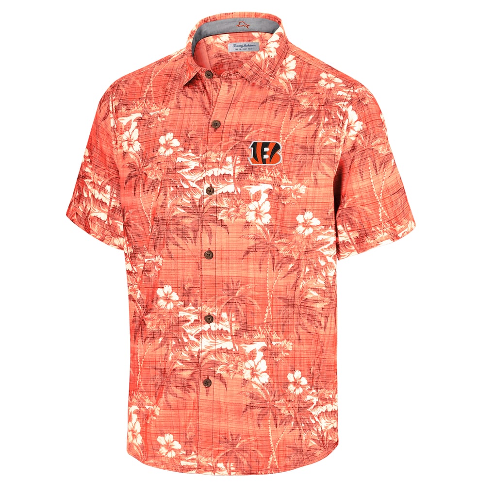 Cincinnati Bengals Tommy Bahama Coconut Point Isla Palmetta Camp Button-Up Shirt - Orange