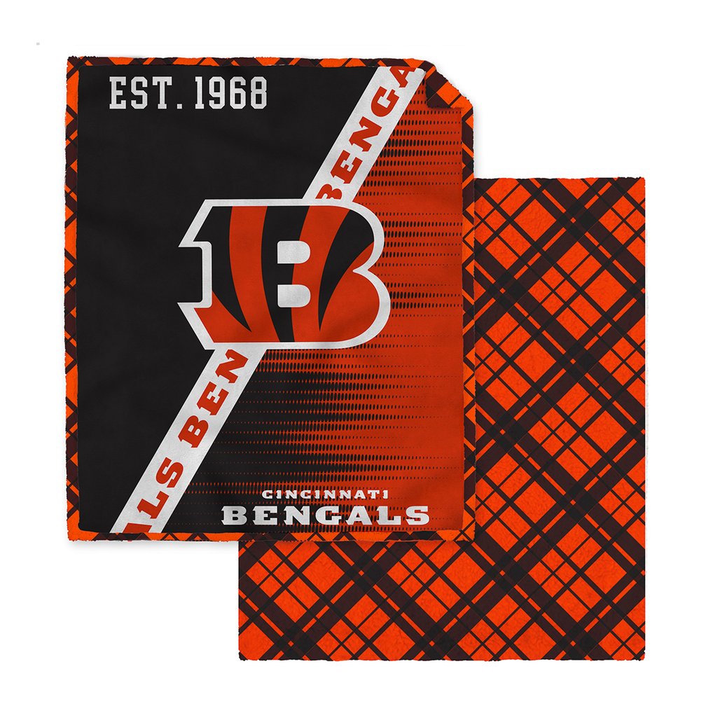 Cincinnati Bengals Pegasus 60" x 80" Digital Dash Two-Sided Checkered Ultra Cozy Sherpa Blanket